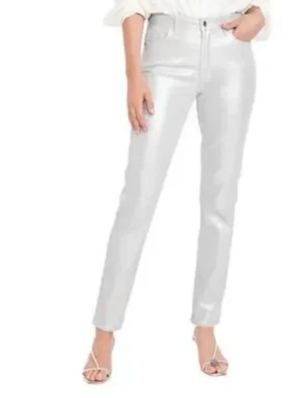 NWT Old Navy High Waisted Silver Shine White Vintage Slim, Size 4, Metallic - Picture 2 of 13